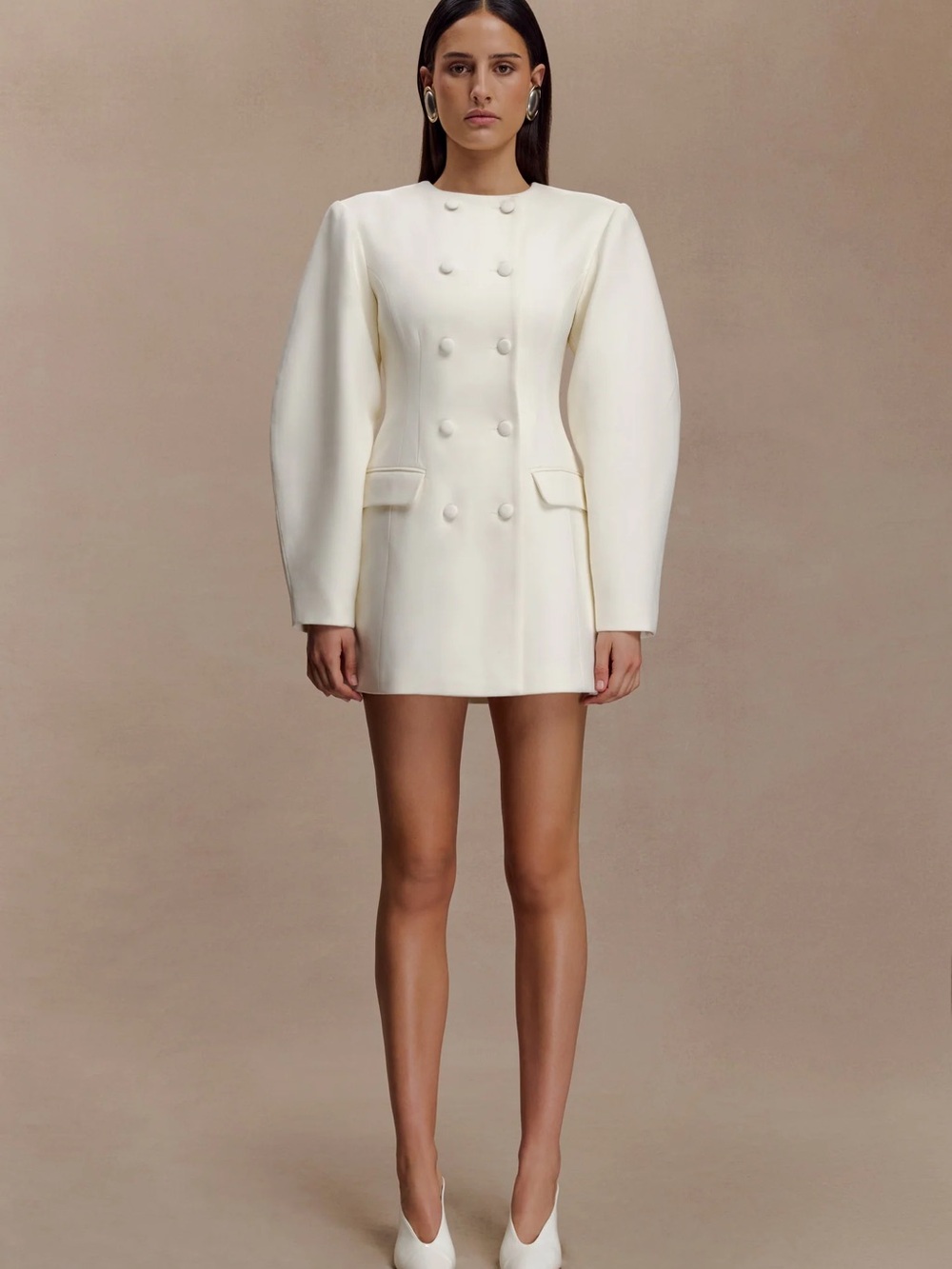 Meshki Beatrice Ivory Blazer Mini Dress